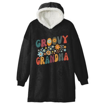 Groovy Grandma Retro Colorful Flowers Design Grandmother Hooded Wearable Blanket