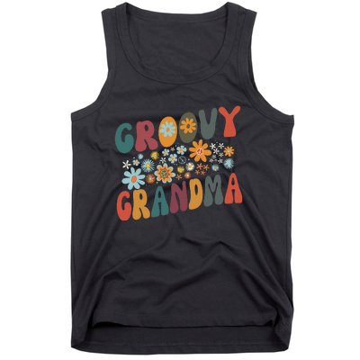 Groovy Grandma Retro Colorful Flowers Design Grandmother Tank Top