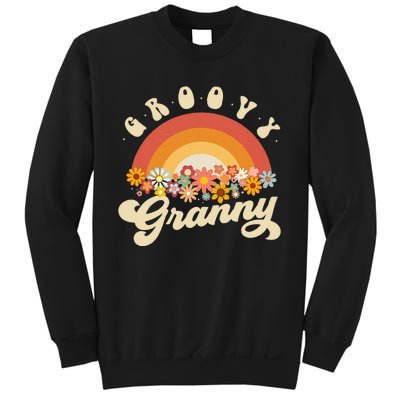 Groovy Granny Retro Rainbow Colorful Flowers Design Grandma Sweatshirt