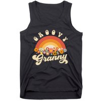 Groovy Granny Retro Rainbow Colorful Flowers Design Grandma Tank Top