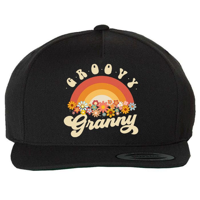 Groovy Granny Retro Rainbow Colorful Flowers Design Grandma Wool Snapback Cap