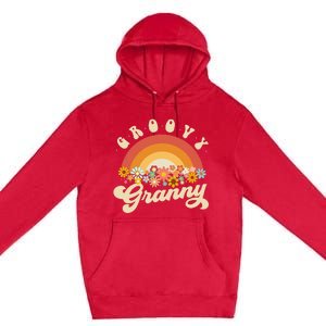 Groovy Granny Retro Rainbow Colorful Flowers Design Grandma Premium Pullover Hoodie