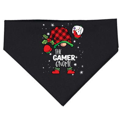 Gamer Gnome Red Buffalo Plaid Matching Family Christmas USA-Made Doggie Bandana