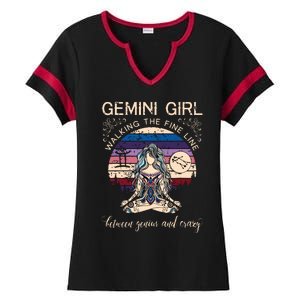 Gemini Girl Retro Zodiac Ladies Halftime Notch Neck Tee