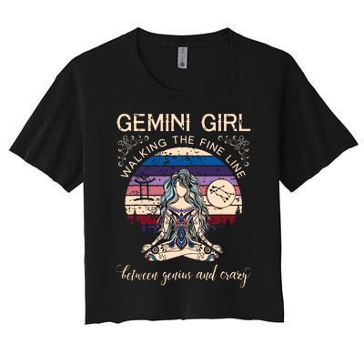 Gemini Girl Retro Zodiac Women's Crop Top Tee