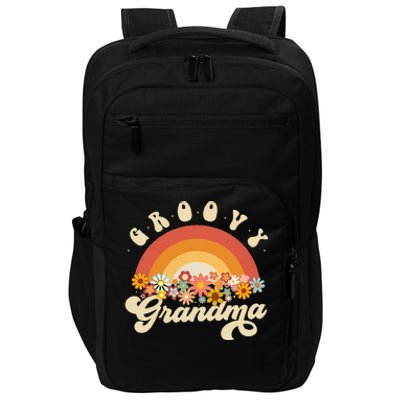 Groovy Grandma Retro Rainbow Colorful Flowers Design Impact Tech Backpack