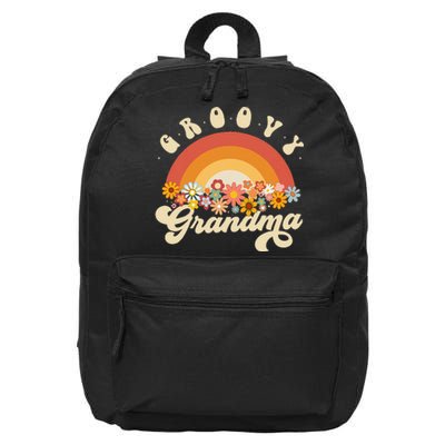 Groovy Grandma Retro Rainbow Colorful Flowers Design 16 in Basic Backpack