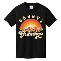 Groovy Grandma Retro Rainbow Colorful Flowers Design Kids T-Shirt