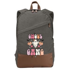 Ghoul Gang Retro Groovy Flowers Funny Ghosts Boo Halloween Cotton Canvas Backpack