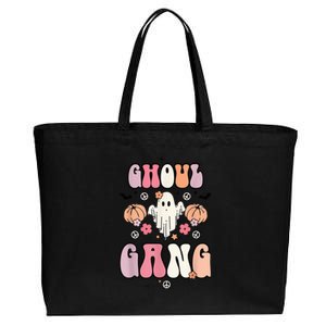 Ghoul Gang Retro Groovy Flowers Funny Ghosts Boo Halloween Cotton Canvas Jumbo Tote