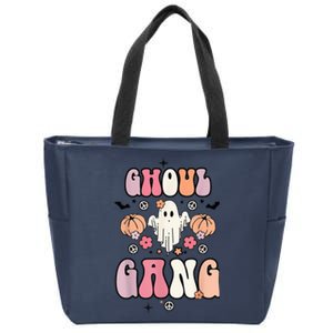 Ghoul Gang Retro Groovy Flowers Funny Ghosts Boo Halloween Zip Tote Bag