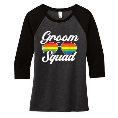 Gay Groom Squad LGBT Wedding Ceremony Bachelor Party Women's Tri-Blend 3/4-Sleeve Raglan Shirt