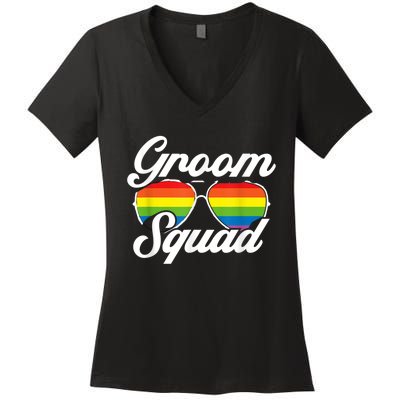 Gay Groom Squad LGBT Wedding Ceremony Bachelor Party Women's V-Neck T-Shirt