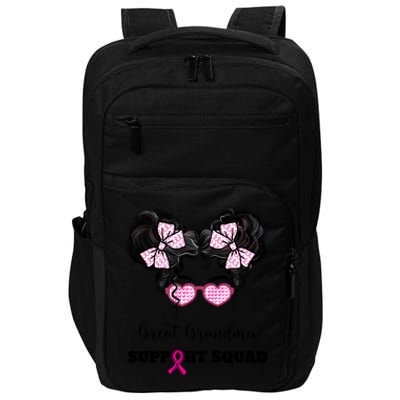 Great Grandma Support Squad Messy Bun Breast Cancer Support Gift Impact Tech Backpack