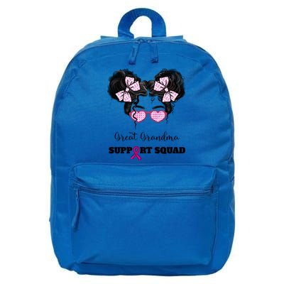 Great Grandma Support Squad Messy Bun Breast Cancer Support Gift 16 in Basic Backpack