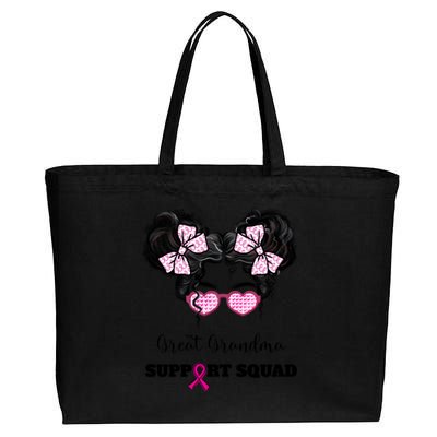 Great Grandma Support Squad Messy Bun Breast Cancer Support Gift Cotton Canvas Jumbo Tote