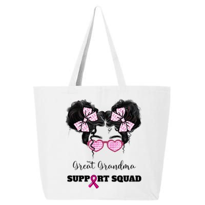 Great Grandma Support Squad Messy Bun Breast Cancer Support Gift 25L Jumbo Tote