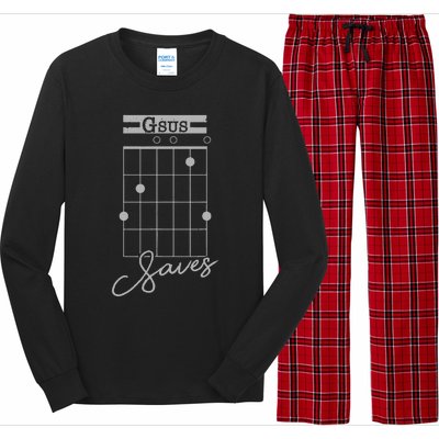 Guitar Gsus Saves Funny Christian Guitarist Long Sleeve Pajama Set