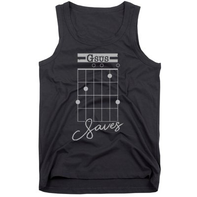 Guitar Gsus Saves Funny Christian Guitarist Tank Top