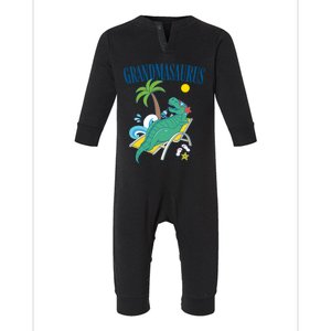 Grandmasaurus Grandma Saurus Dinosaur Family Vacation Beach Gift Infant Fleece One Piece