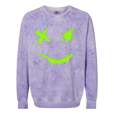 Green Grunge Smile Green Color Graphic Colorblast Crewneck Sweatshirt