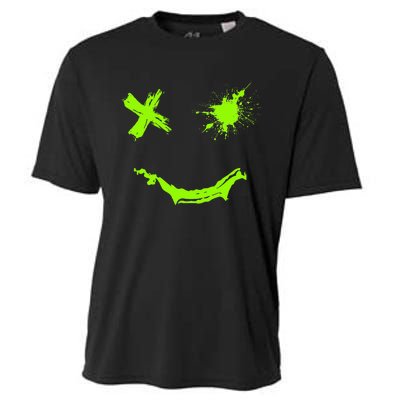 Green Grunge Smile Green Color Graphic Cooling Performance Crew T-Shirt