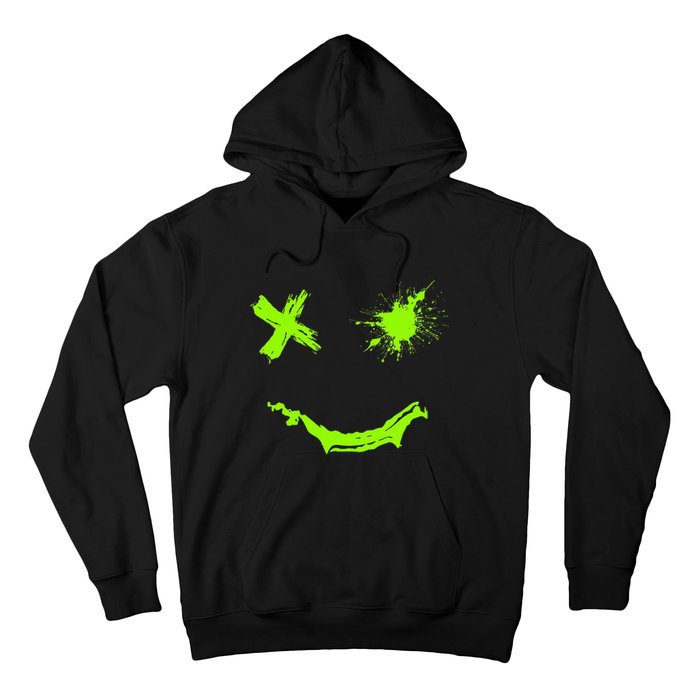 Green Grunge Smile Green Color Graphic Hoodie