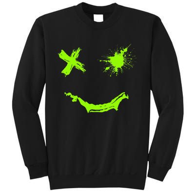 Green Grunge Smile Green Color Graphic Sweatshirt