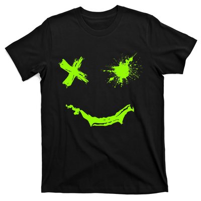 Green Grunge Smile Green Color Graphic T-Shirt