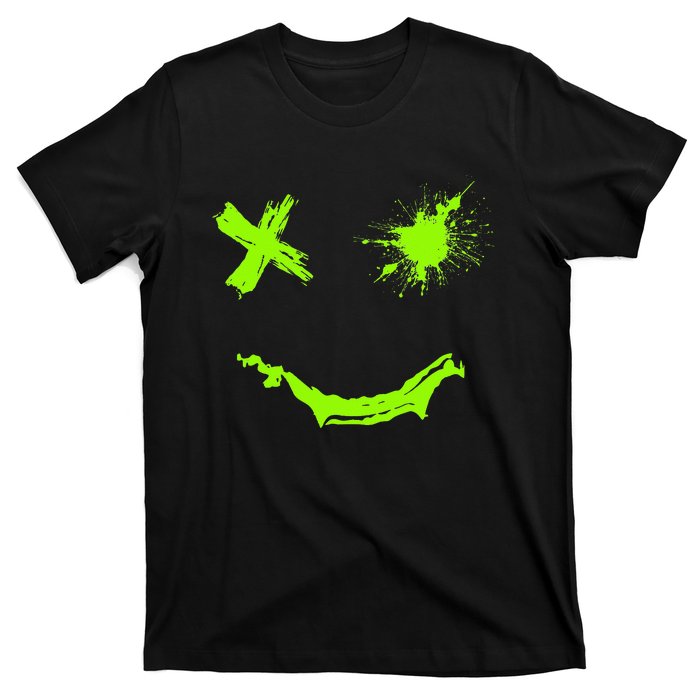 Green Grunge Smile Green Color Graphic T-Shirt