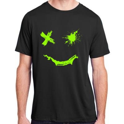 Green Grunge Smile Green Color Graphic Adult ChromaSoft Performance T-Shirt