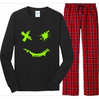 Green Grunge Smile Green Color Graphic Long Sleeve Pajama Set