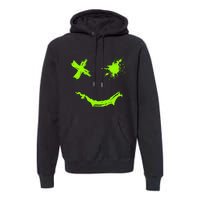 Green Grunge Smile Green Color Graphic Premium Hoodie