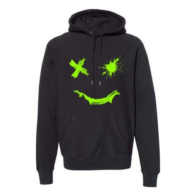 Green Grunge Smile Green Color Graphic Premium Hoodie