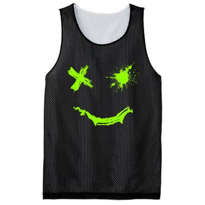 Green Grunge Smile Green Color Graphic Mesh Reversible Basketball Jersey Tank