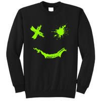 Green Grunge Smile Green Color Graphic Tall Sweatshirt