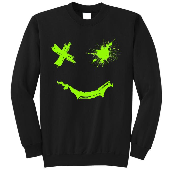 Green Grunge Smile Green Color Graphic Tall Sweatshirt