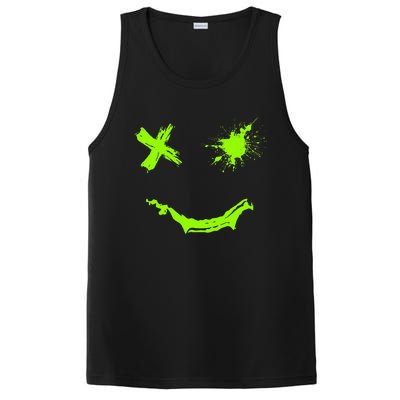 Green Grunge Smile Green Color Graphic PosiCharge Competitor Tank