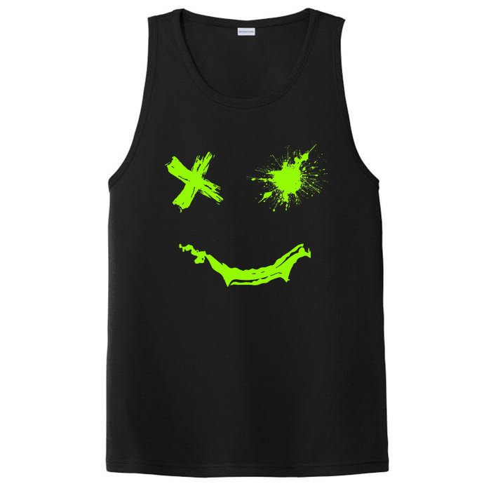 Green Grunge Smile Green Color Graphic PosiCharge Competitor Tank