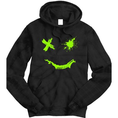 Green Grunge Smile Green Color Graphic Tie Dye Hoodie