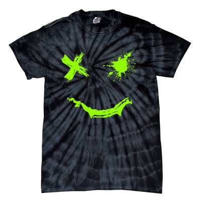 Green Grunge Smile Green Color Graphic Tie-Dye T-Shirt