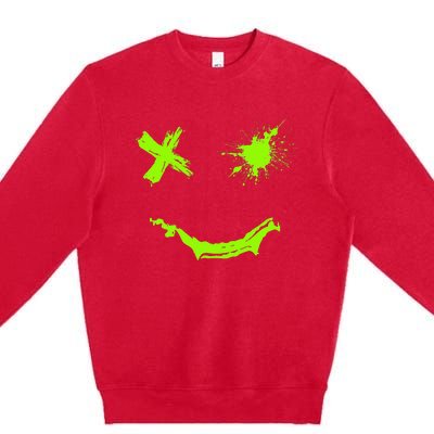 Green Grunge Smile Green Color Graphic Premium Crewneck Sweatshirt