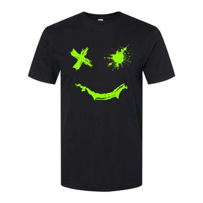 Green Grunge Smile Green Color Graphic Softstyle CVC T-Shirt