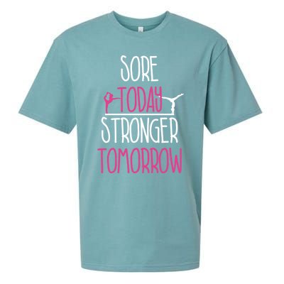 Gymnast Gift Sore Today Stronger Tomorrow Funny Gymnastics Gift Sueded Cloud Jersey T-Shirt