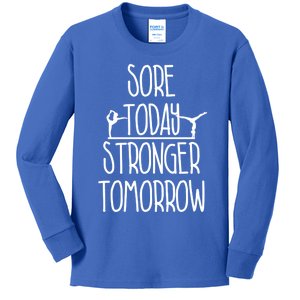 Gymnast Gift Sore Today Stronger Tomorrow Funny Gymnastics Gift Kids Long Sleeve Shirt