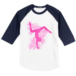 Gymnastics Gymnast Splatter Gift Baseball Sleeve Shirt