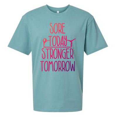 Gymnast Gift Sore Today Stronger Tomorrow Funny Gymnastics Gift Sueded Cloud Jersey T-Shirt