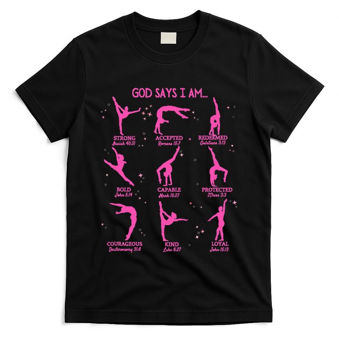 Gymnastics God Says I Am Bible Verse Gymnast Christian Jesus T-Shirt