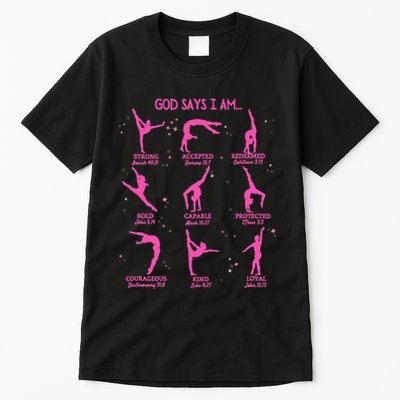 Gymnastics God Says I Am Bible Verse Gymnast Christian Jesus Tall T-Shirt