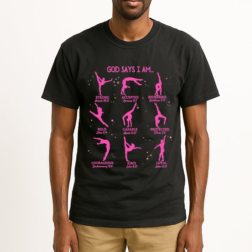 Gymnastics God Says I Am Bible Verse Gymnast Christian Jesus Tall T-Shirt